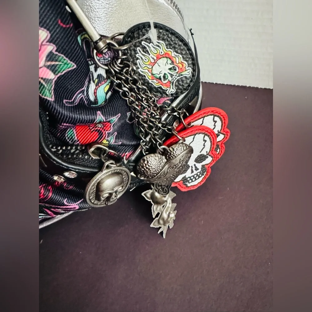 Ed hardy tattoo and Heart design Embellished satchel BNWT - Picture 5 of 12